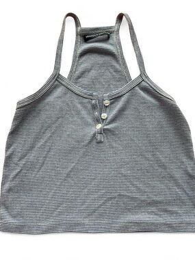 Brandy Melville Gray Ribbed Henley Racerback Camisole